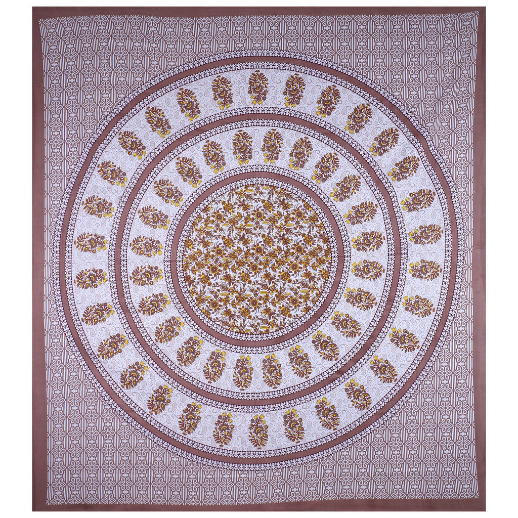 Eco Collection Cotton Double Bedsheet with Pillow Covers | Mandala Print | 90x100 Inches