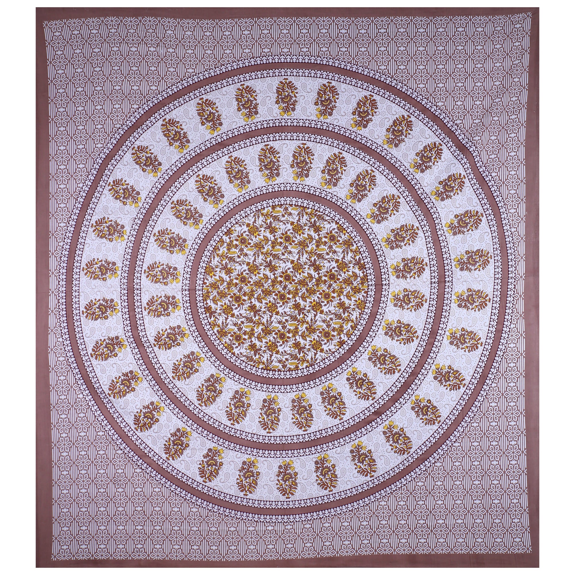 Eco Collection Cotton Double Bedsheet with Pillow Covers | Mandala Print | 90x100 Inches