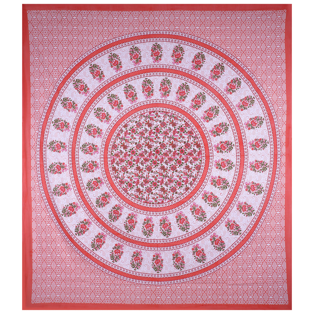Eco Collection Cotton Double Bedsheet with Pillow Covers | Mandala Print | 90x100 Inches
