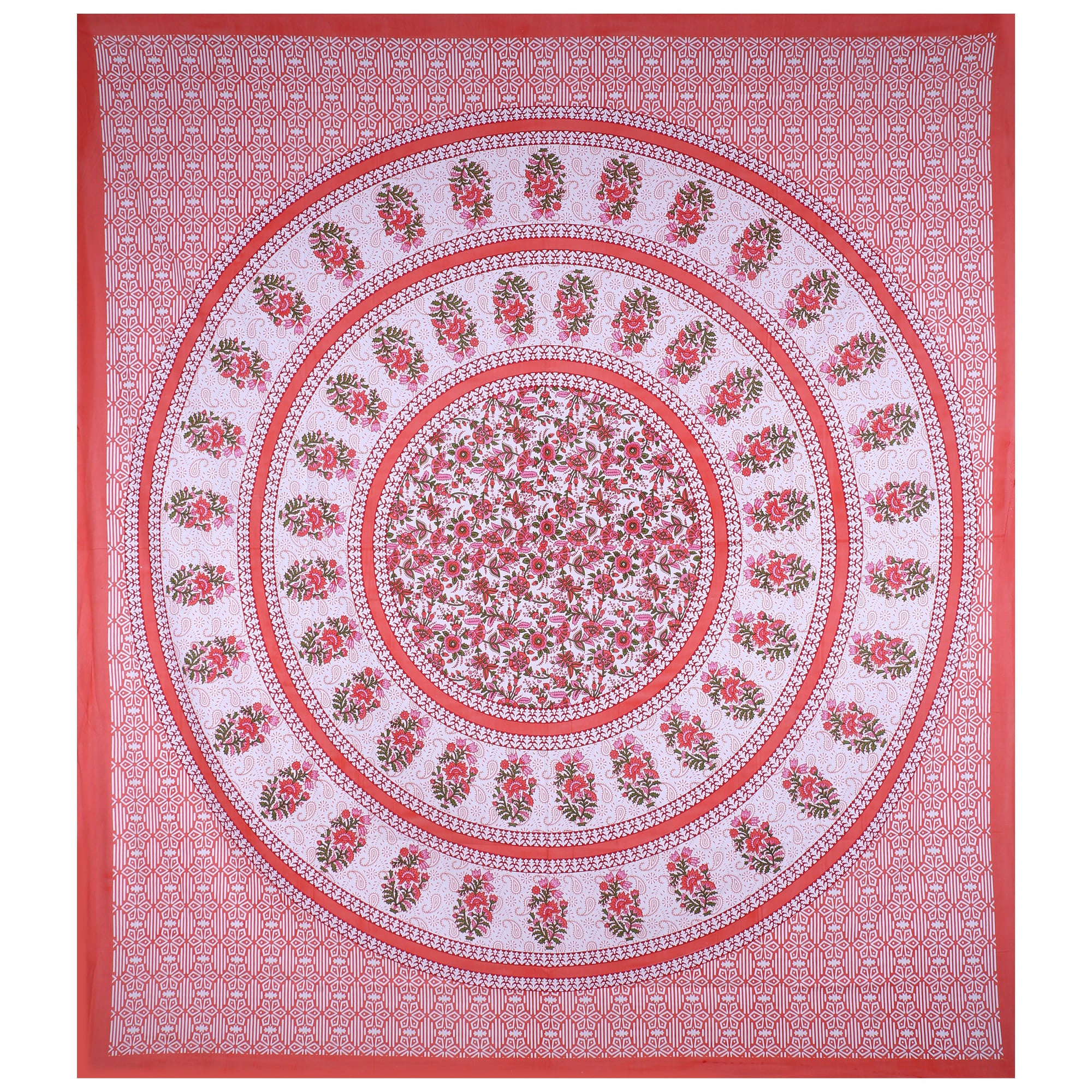 Eco Collection Cotton Double Bedsheet with Pillow Covers | Mandala Print | 90x100 Inches