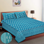 Eco Collection Cotton Double Bedsheet with Pillow Covers | Leaf Print | 90x100 Inches