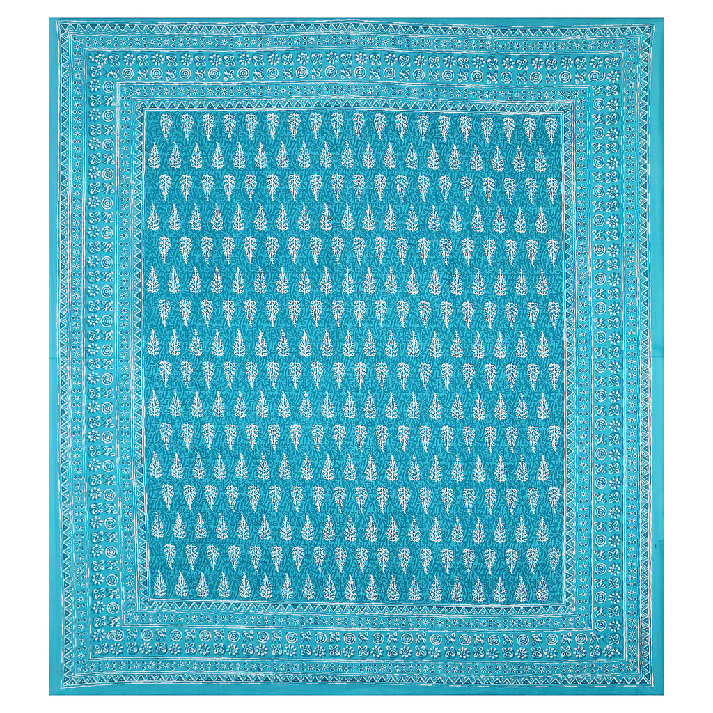 Eco Collection Cotton Double Bedsheet with Pillow Covers | Leaf Print | 90x100 Inches