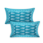 Eco Collection Cotton Double Bedsheet with Pillow Covers | Leaf Print | 90x100 Inches