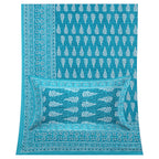 Eco Collection Cotton Double Bedsheet with Pillow Covers | Leaf Print | 90x100 Inches