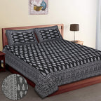 Eco Collection Cotton Double Bedsheet with Pillow Covers | Leaf Print | 90x100 Inches