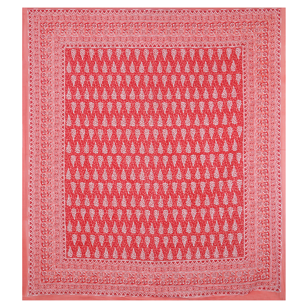 Eco Collection Cotton Double Bedsheet with Pillow Covers | Leaf Print | 90x100 Inches