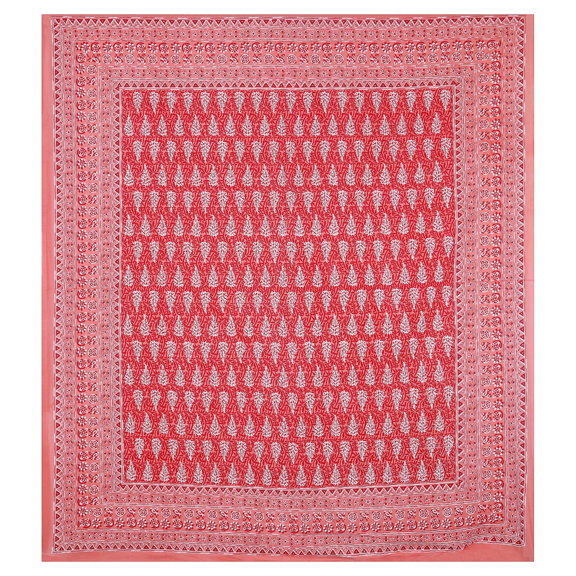 Eco Collection Cotton Double Bedsheet with Pillow Covers | Leaf Print | 90x100 Inches