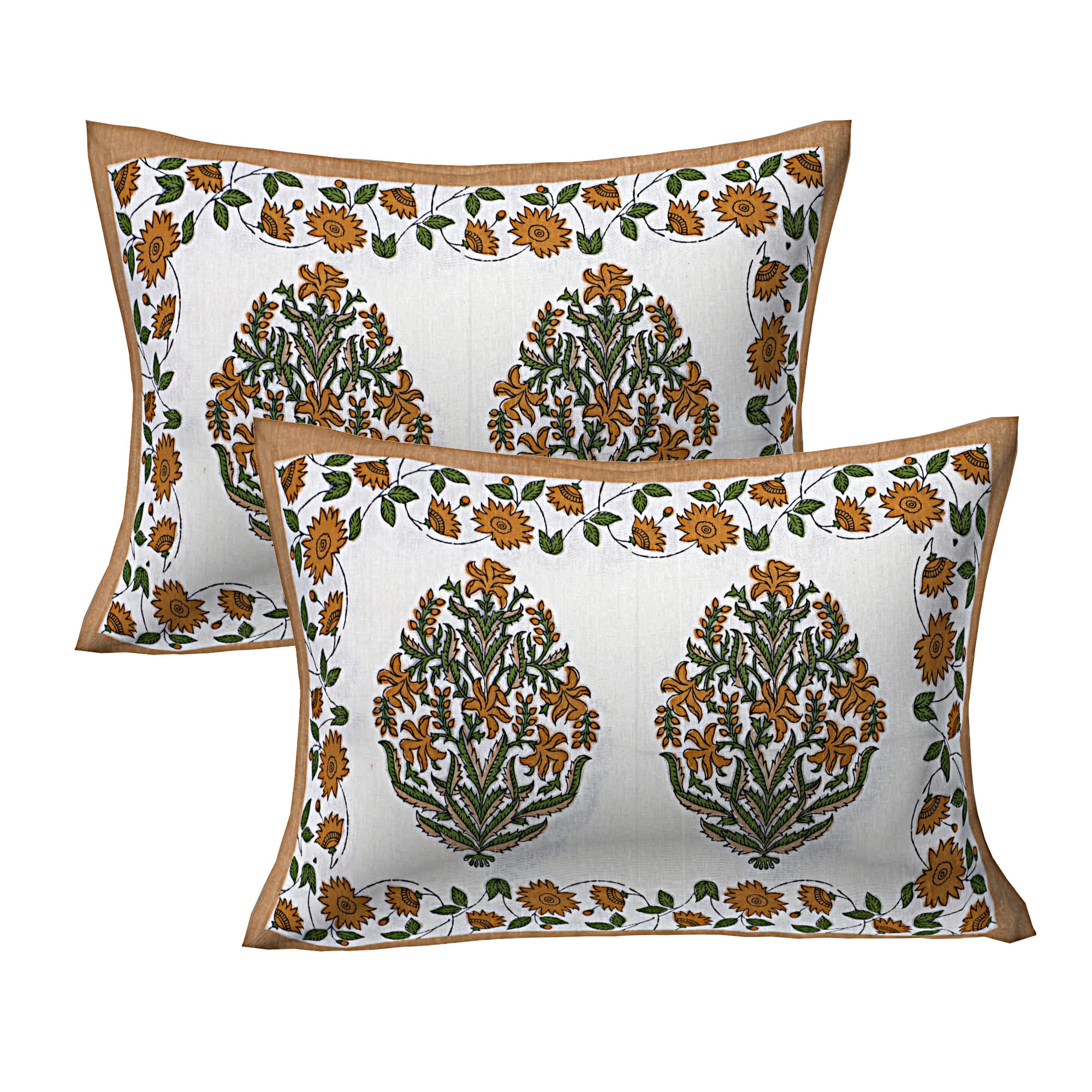 Eco Collection Cotton Floral Print Double Bedsheet with 2 Pillow Covers | 90x100 Inches
