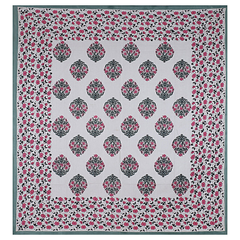 Eco Collection Cotton Floral Print Double Bedsheet with 2 Pillow Covers | 90x100 Inches