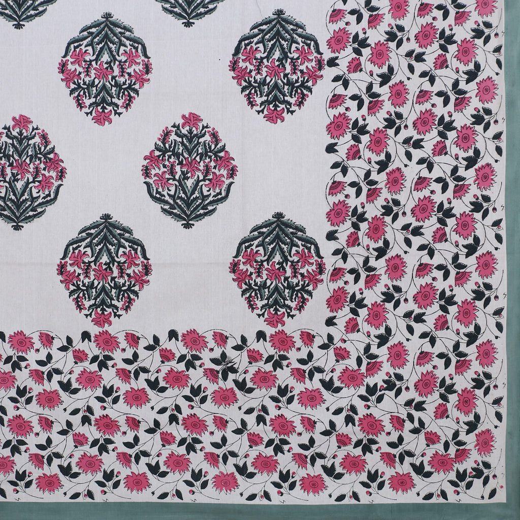Eco Collection Cotton Floral Print Double Bedsheet with 2 Pillow Covers | 90x100 Inches