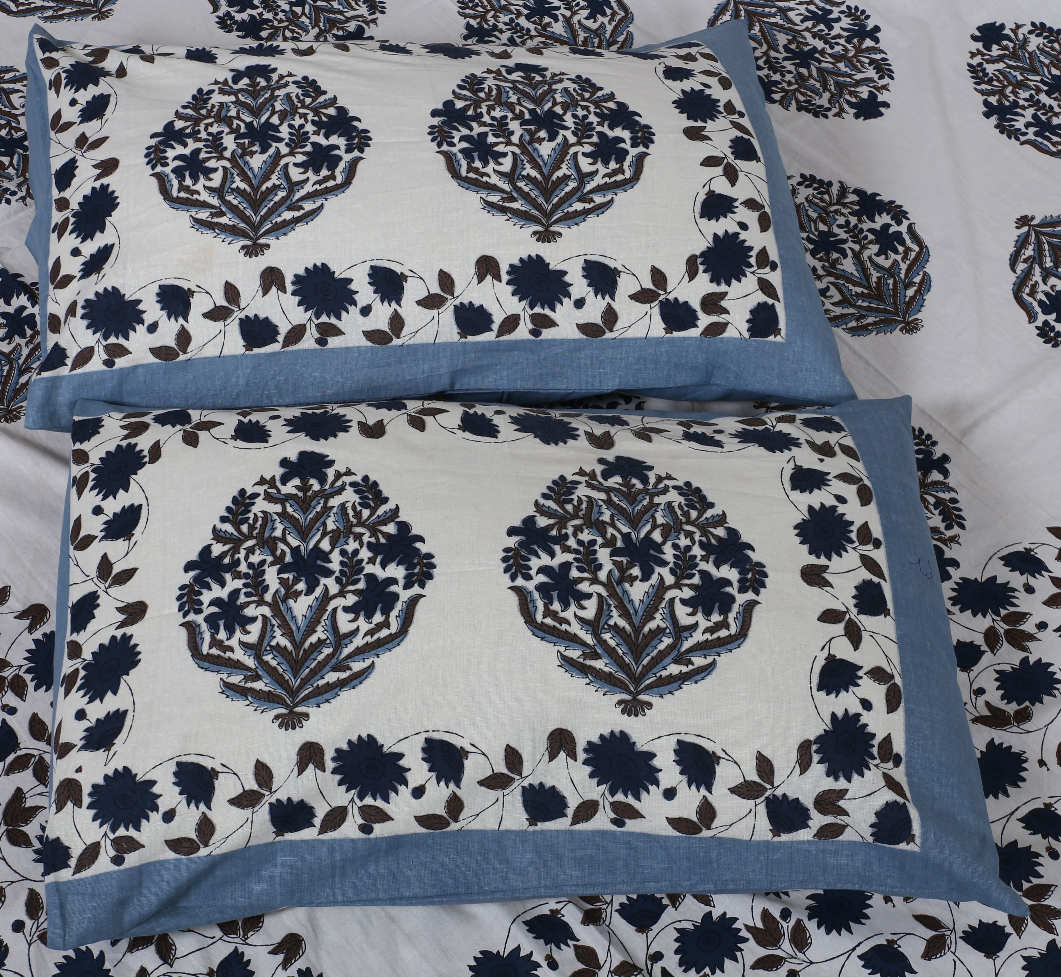 Eco Collection Cotton Floral Print Double Bedsheet with 2 Pillow Covers | 90x100 Inches