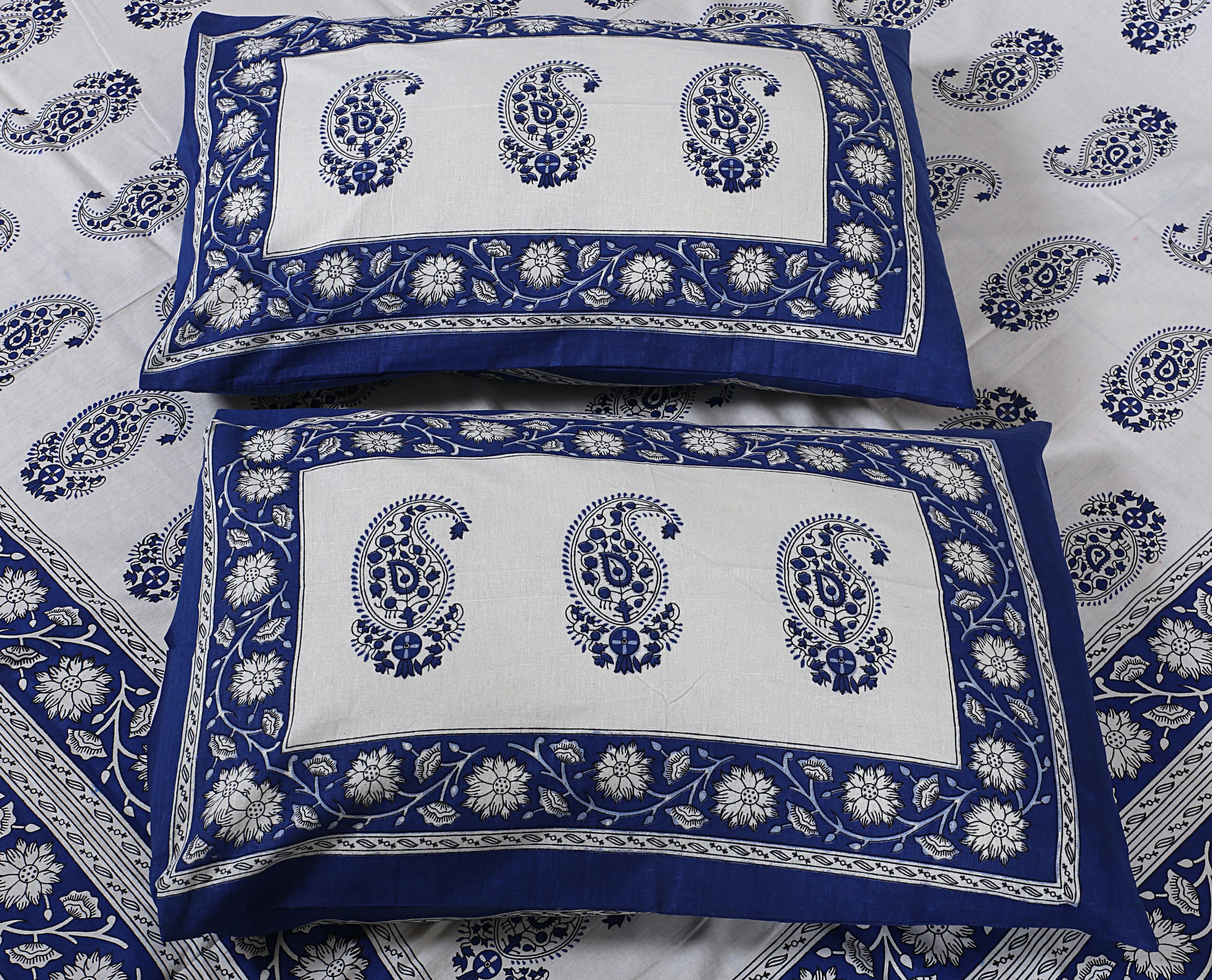 Eco Collection Cotton Paisley Print Double Bedsheet with 2 Pillow Covers | 90x100 Inches