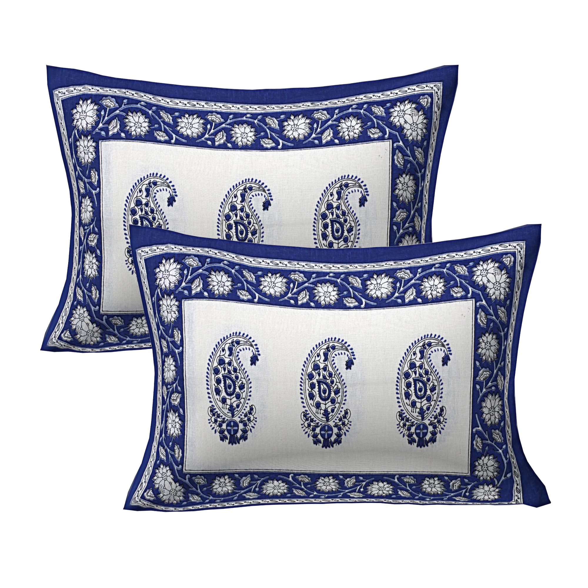 Eco Collection Cotton Paisley Print Double Bedsheet with 2 Pillow Covers | 90x100 Inches