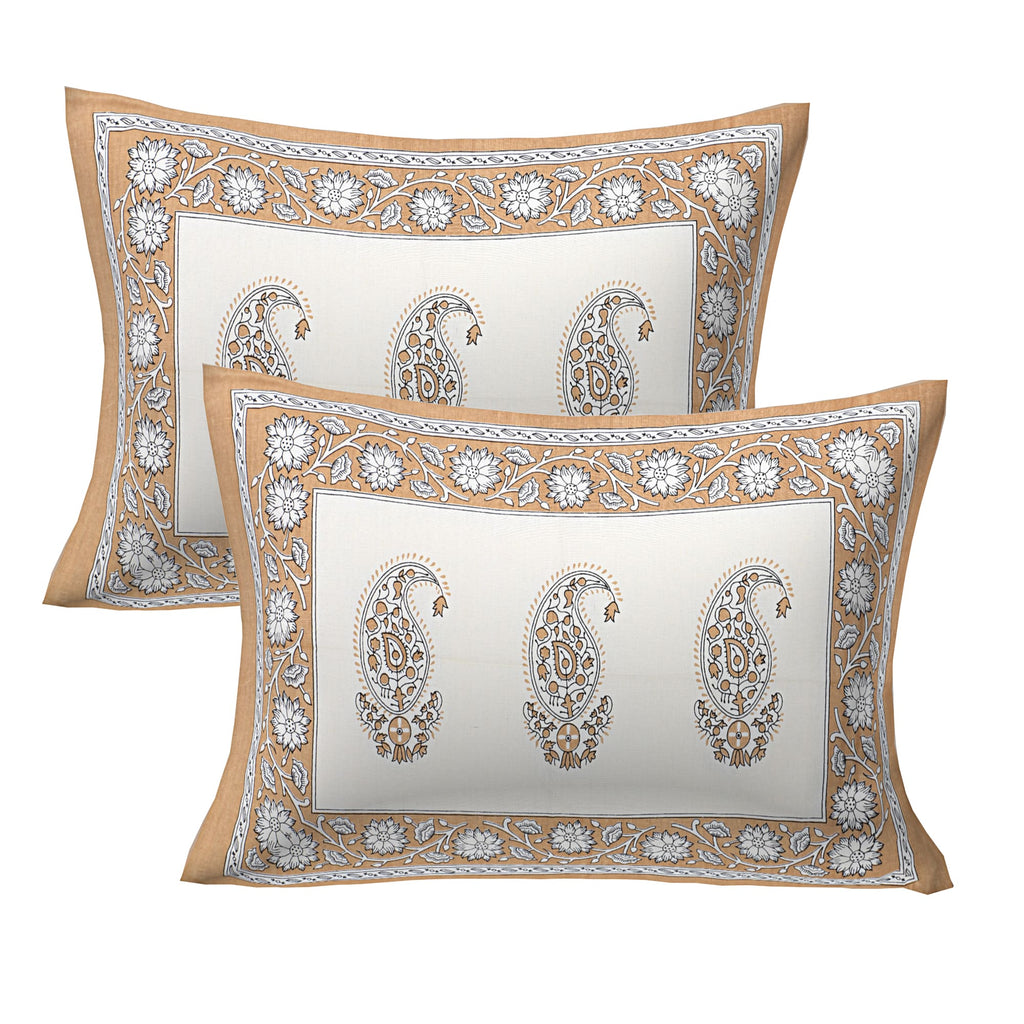 Eco Collection Cotton Paisley Print Double Bedsheet with 2 Pillow Covers | 90x100 Inches