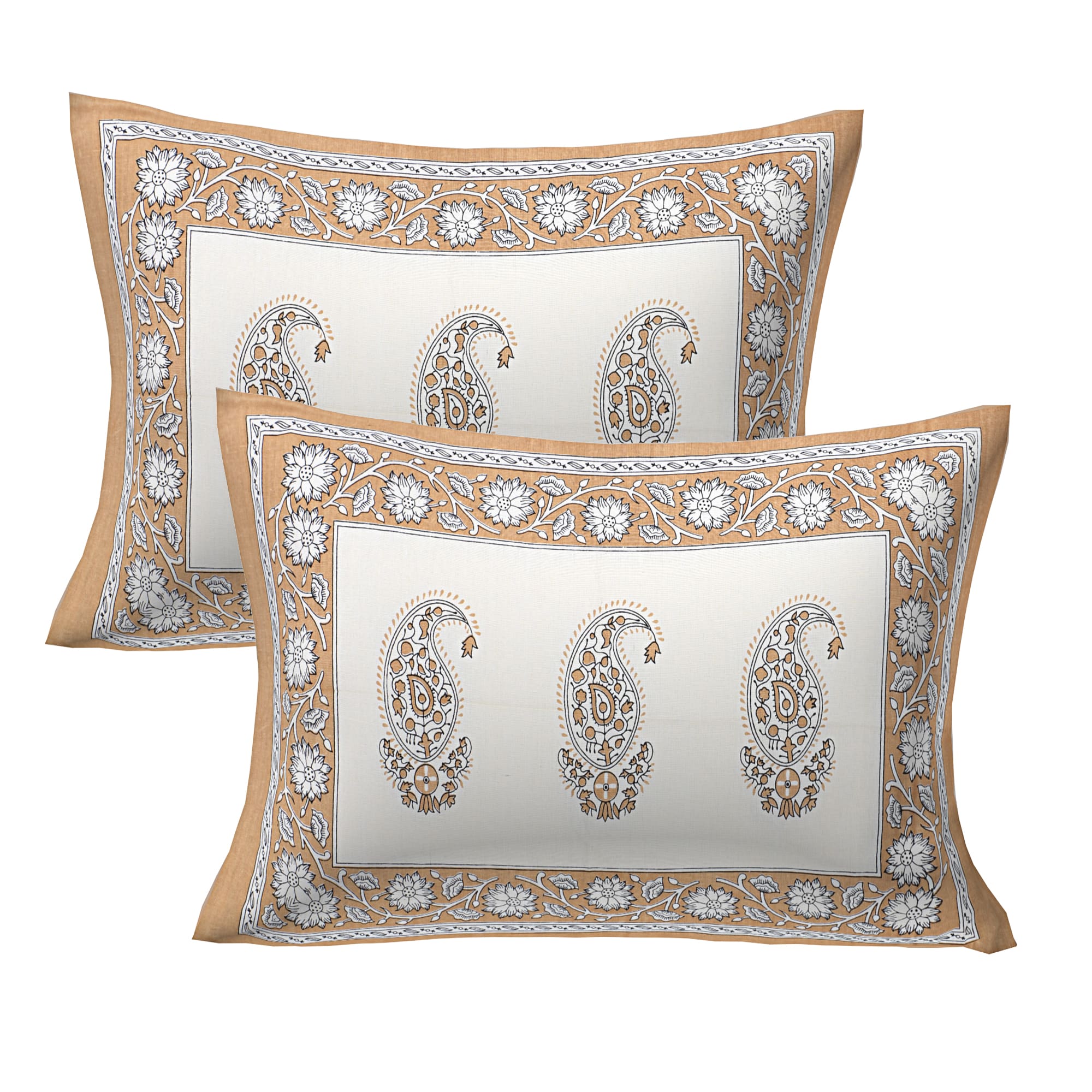 Eco Collection Cotton Paisley Print Double Bedsheet with 2 Pillow Covers | 90x100 Inches
