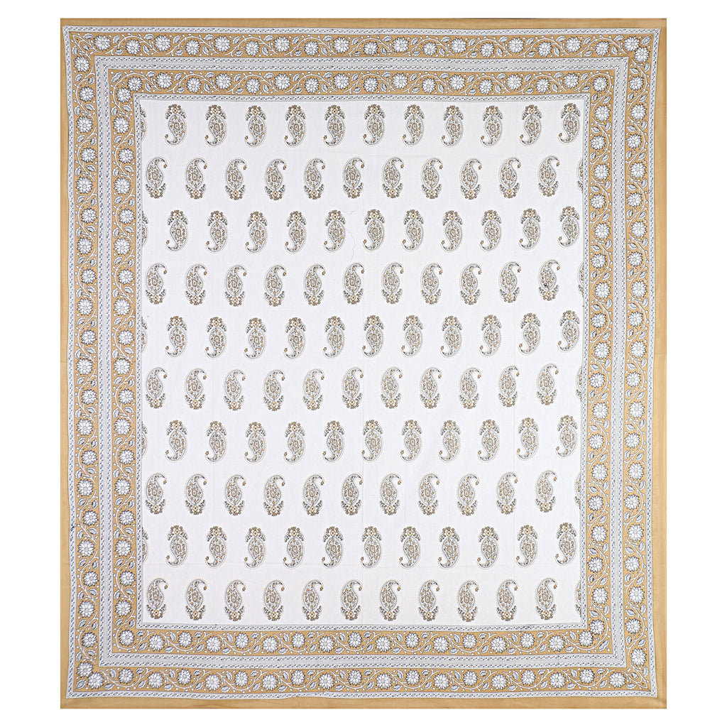 Eco Collection Cotton Paisley Print Double Bedsheet with 2 Pillow Covers | 90x100 Inches