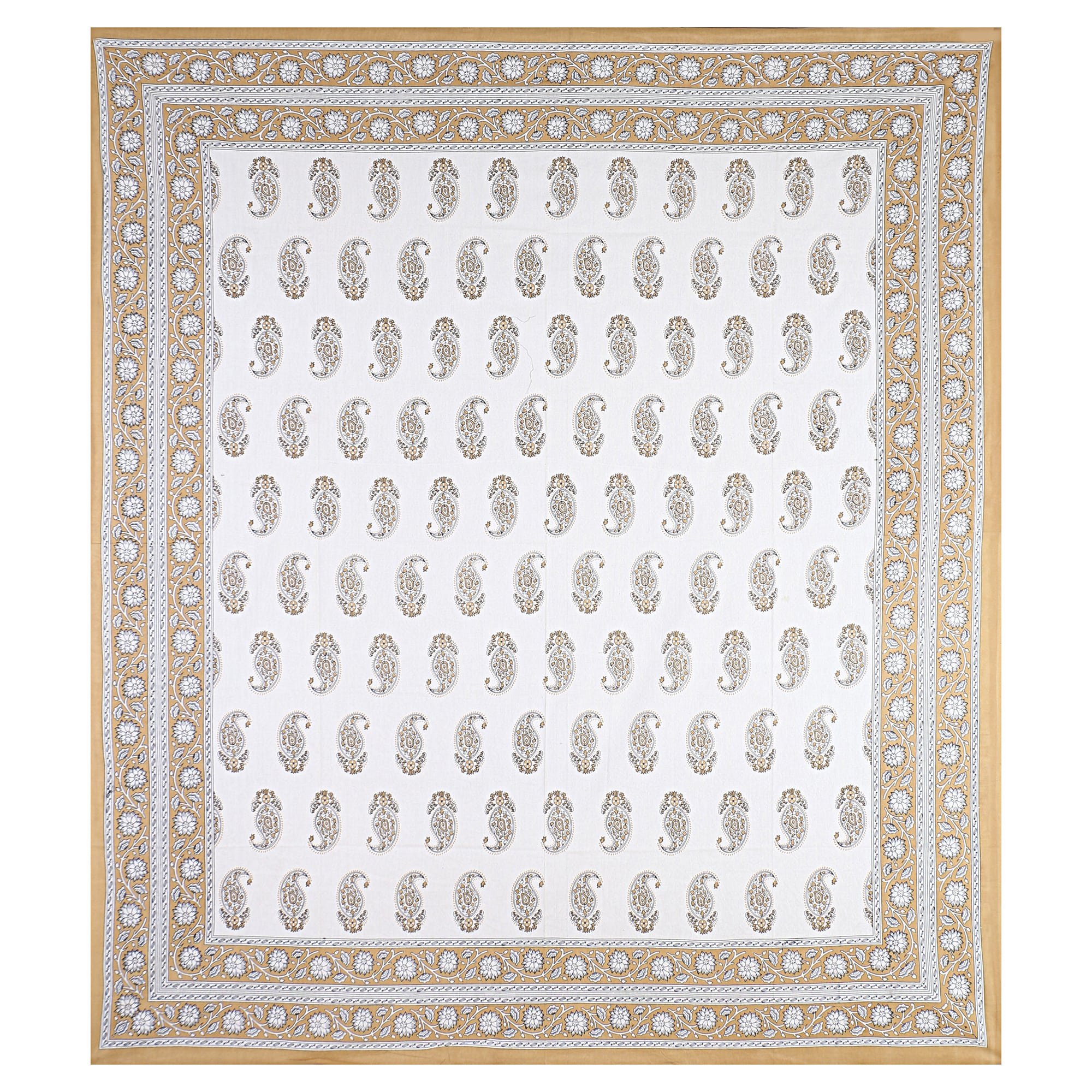 Eco Collection Cotton Paisley Print Double Bedsheet with 2 Pillow Covers | 90x100 Inches