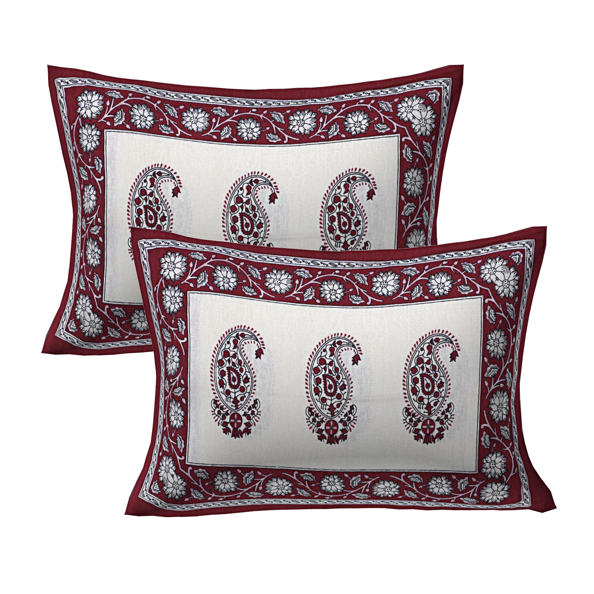 Eco Collection Cotton Paisley Print Double Bedsheet with 2 Pillow Covers | 90x100 Inches
