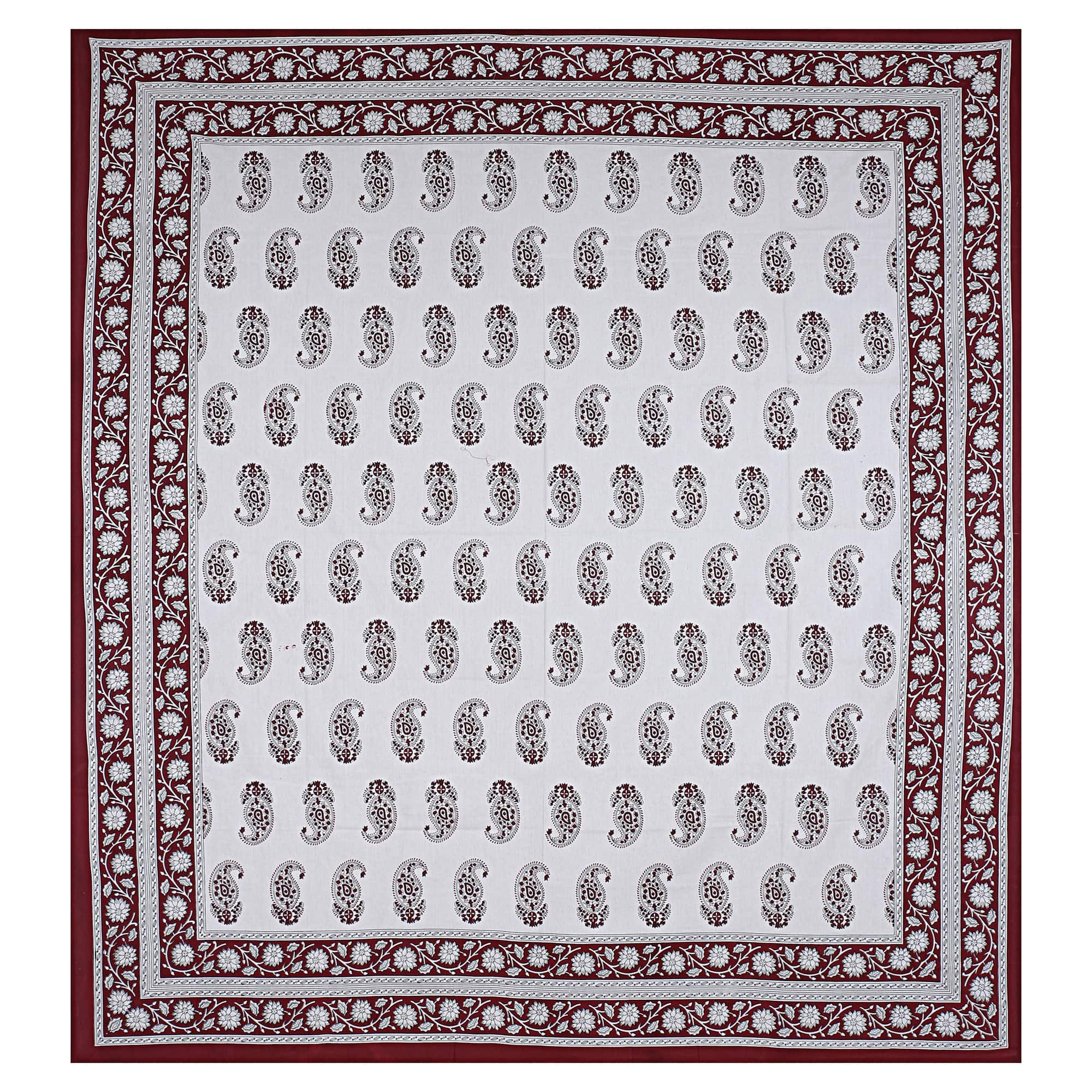 Eco Collection Cotton Paisley Print Double Bedsheet with 2 Pillow Covers | 90x100 Inches