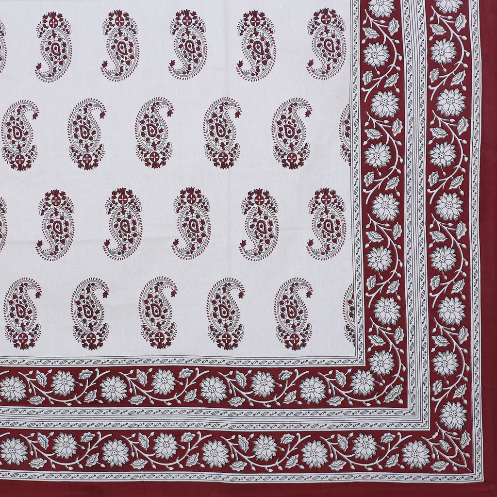 Eco Collection Cotton Paisley Print Double Bedsheet with 2 Pillow Covers | 90x100 Inches