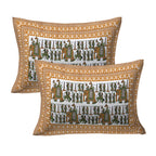 Eco Collection Cotton Elephant Print Double Bedsheet with 2 Pillow Covers | 90x100 Inches