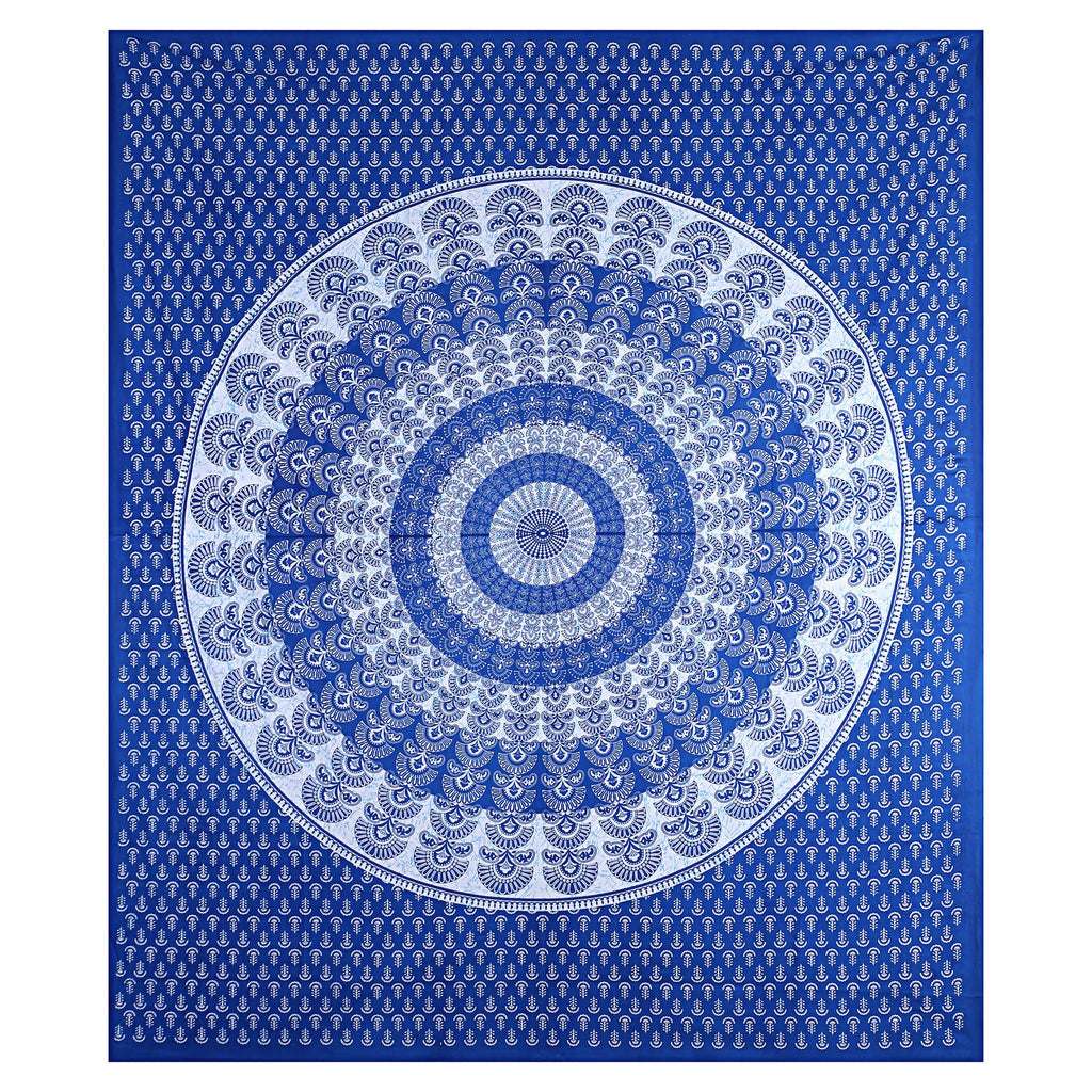 Eco Collection Traditional Round Mandala Cotton Bedsheet with 2 Pillow Covers | 90x100 Inches