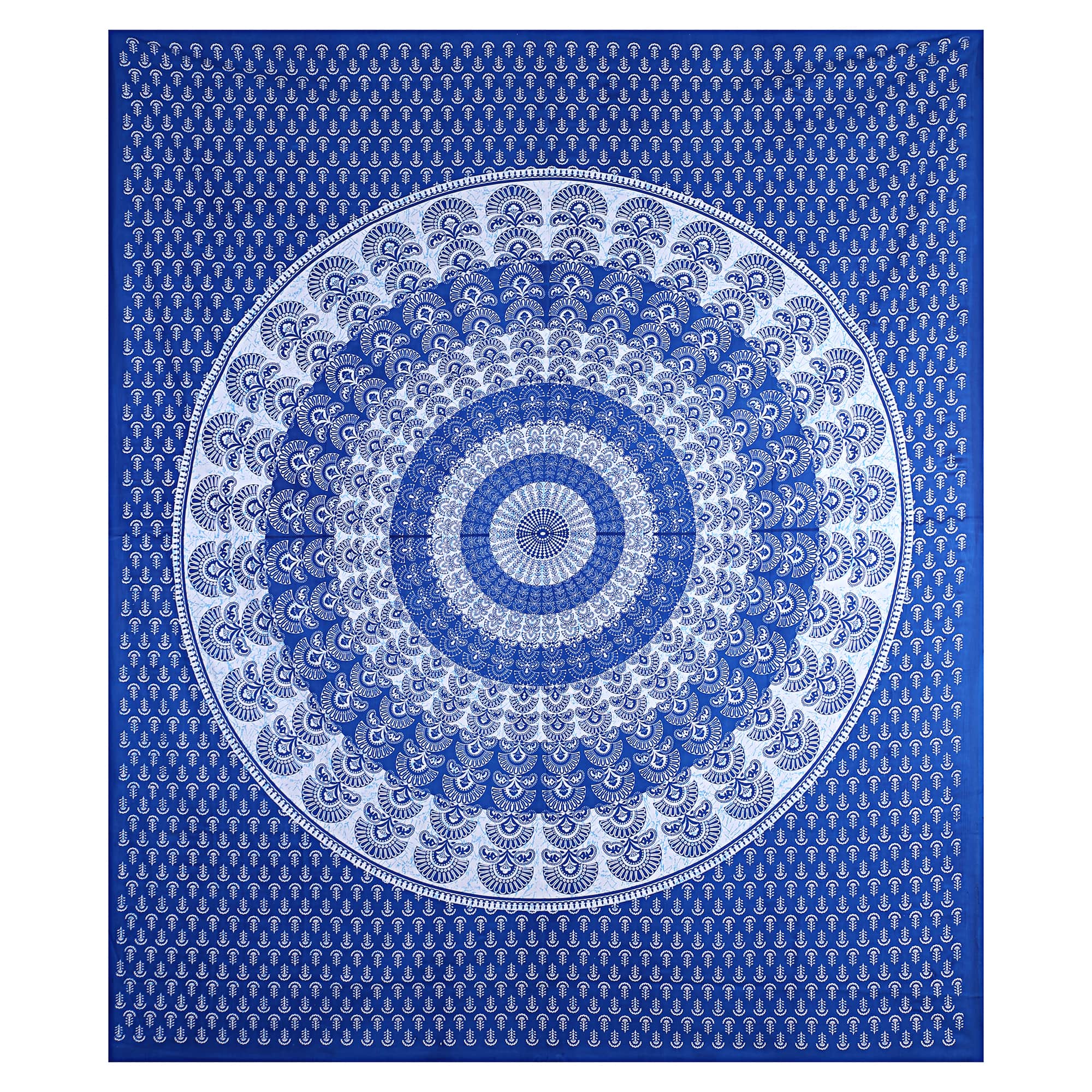 Eco Collection Traditional Round Mandala Cotton Bedsheet with 2 Pillow Covers | 90x100 Inches