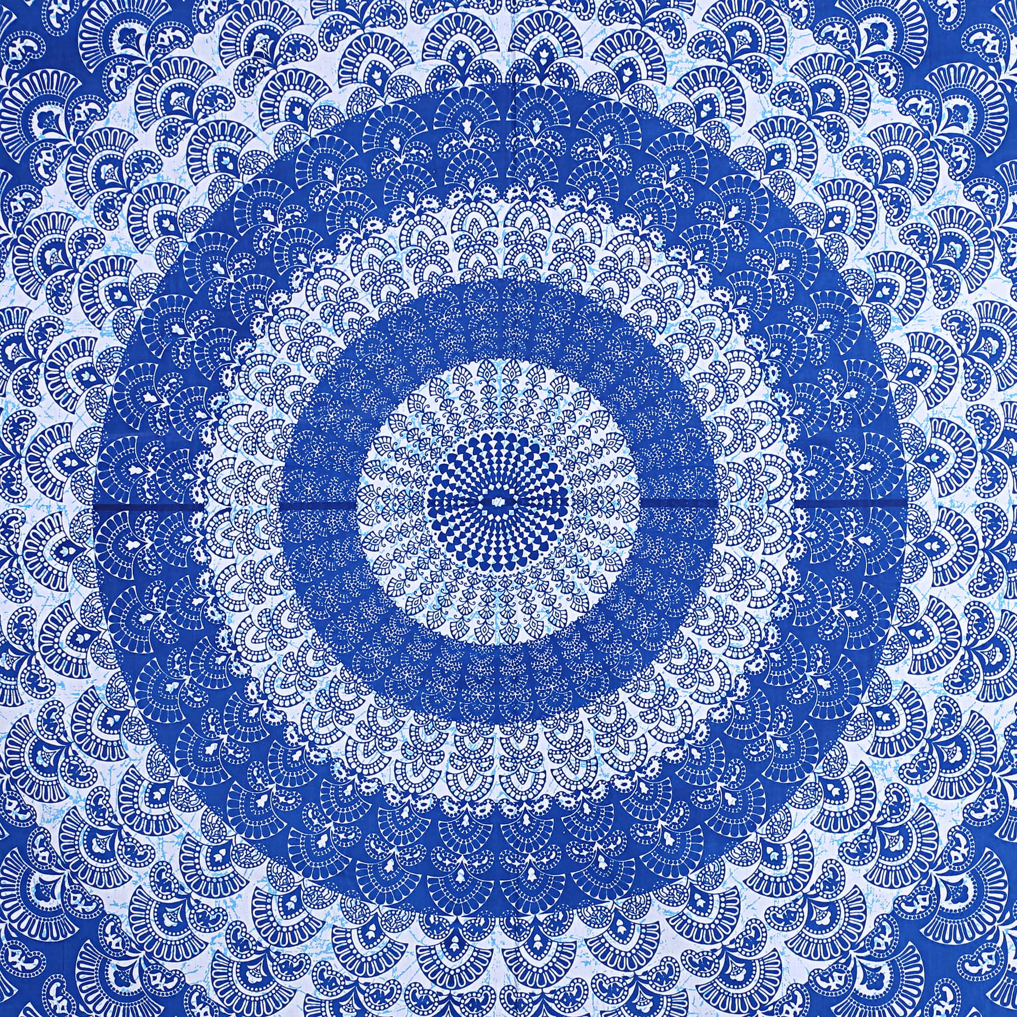 Eco Collection Traditional Round Mandala Cotton Bedsheet with 2 Pillow Covers | 90x100 Inches