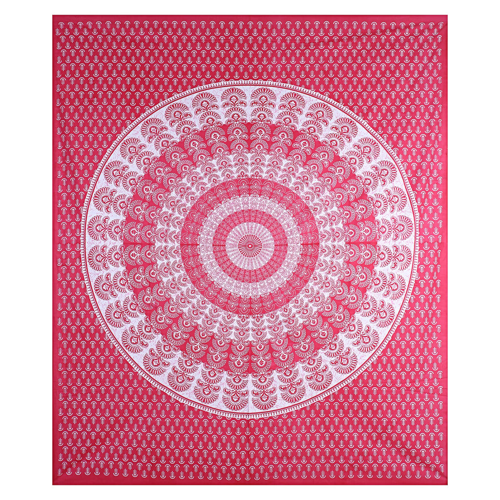 Eco Collection Traditional Round Mandala Cotton Bedsheet with 2 Pillow Covers | 90x100 Inches