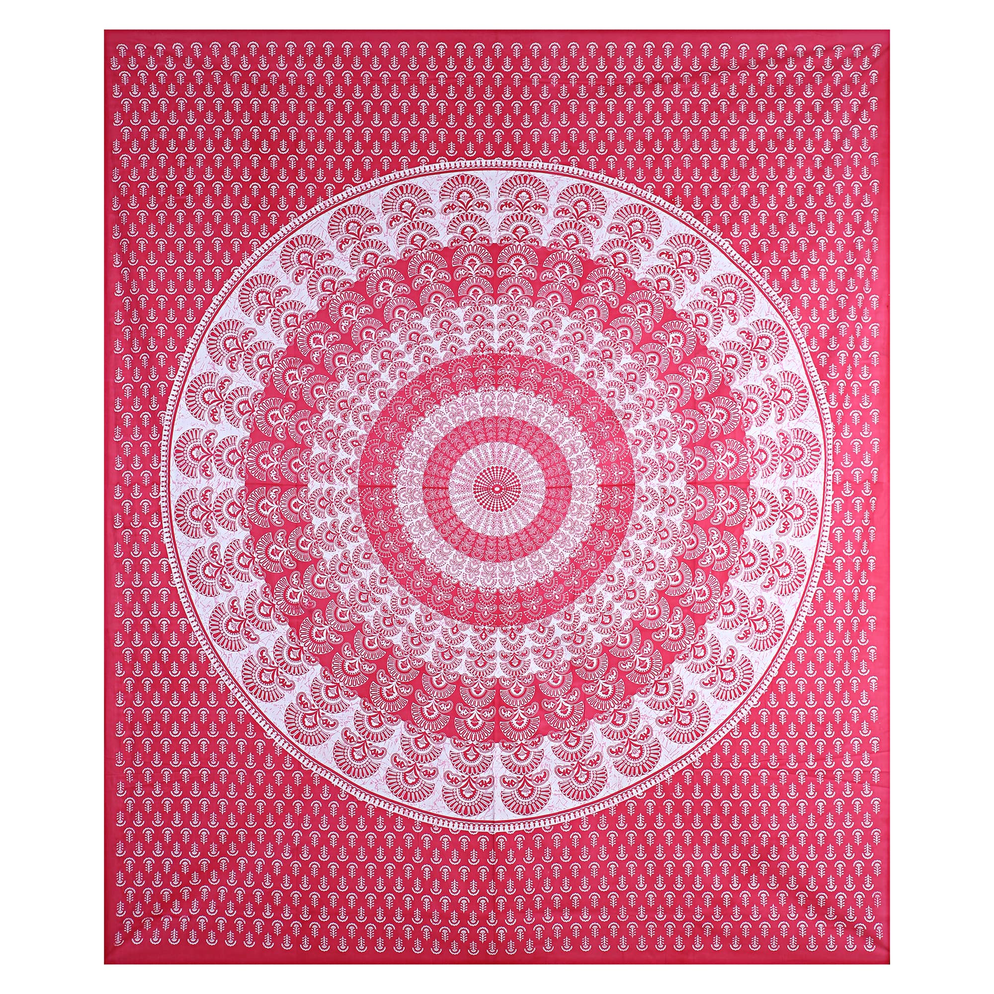 Eco Collection Traditional Round Mandala Cotton Bedsheet with 2 Pillow Covers | 90x100 Inches