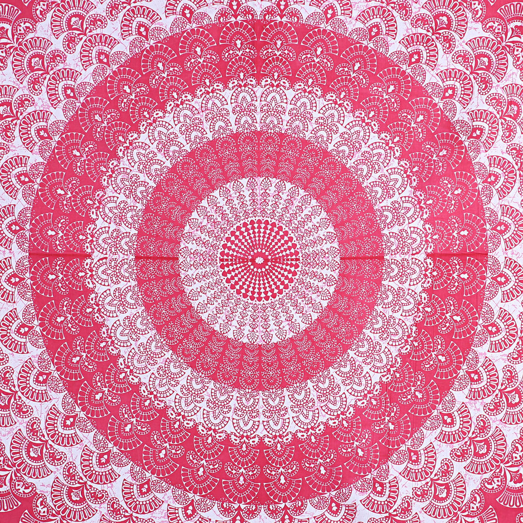 Eco Collection Traditional Round Mandala Cotton Bedsheet with 2 Pillow Covers | 90x100 Inches