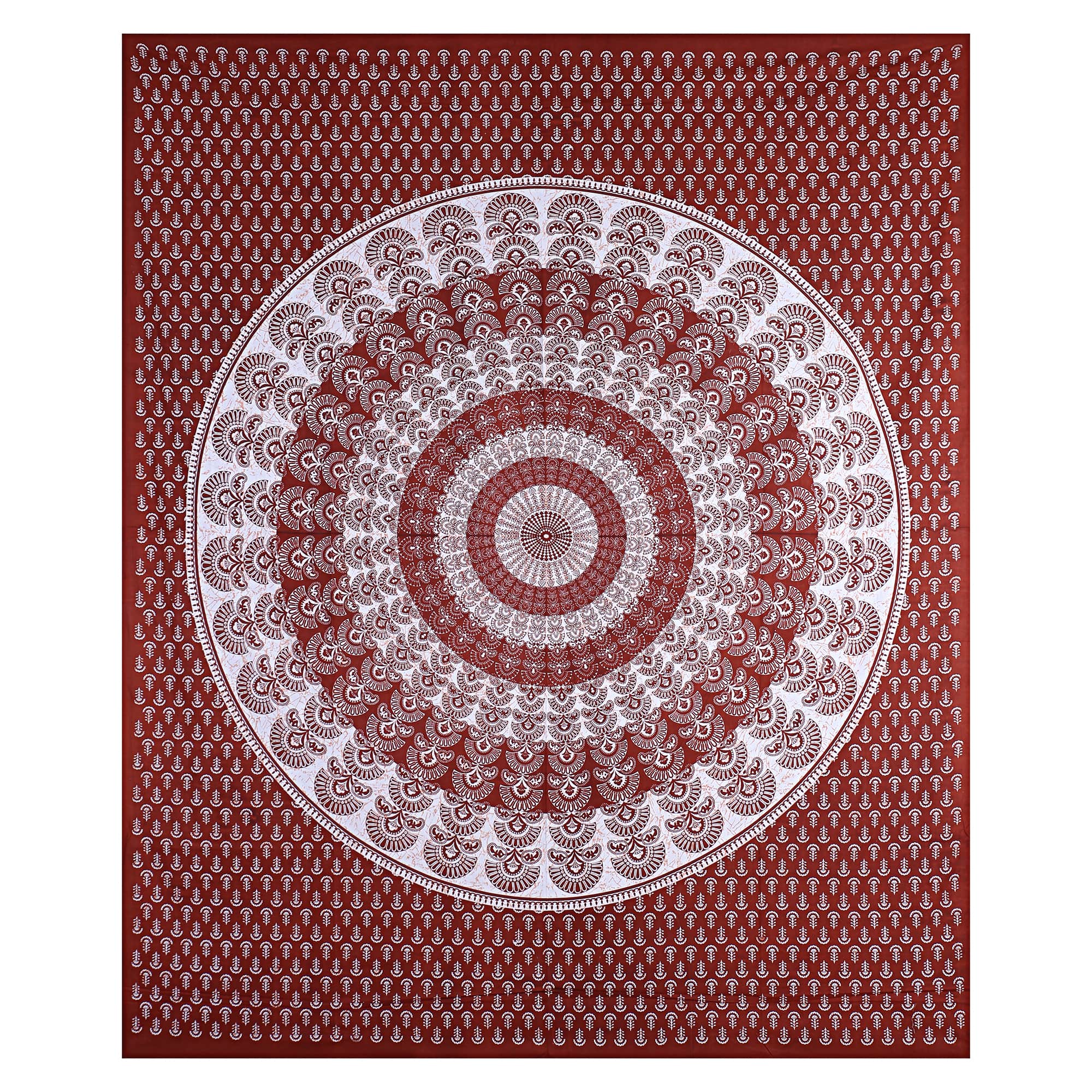 Eco Collection Traditional Round Mandala Cotton Bedsheet with 2 Pillow Covers | 90x100 Inches