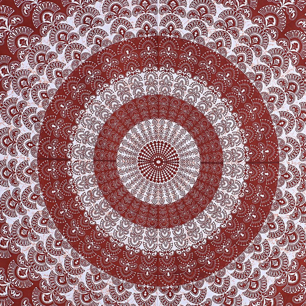 Eco Collection Traditional Round Mandala Cotton Bedsheet with 2 Pillow Covers | 90x100 Inches