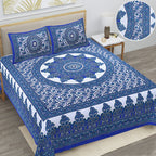 Eco Collection Star Mandala Cotton Bedsheet with 2 Pillow Covers | Premium 70x100 Inches