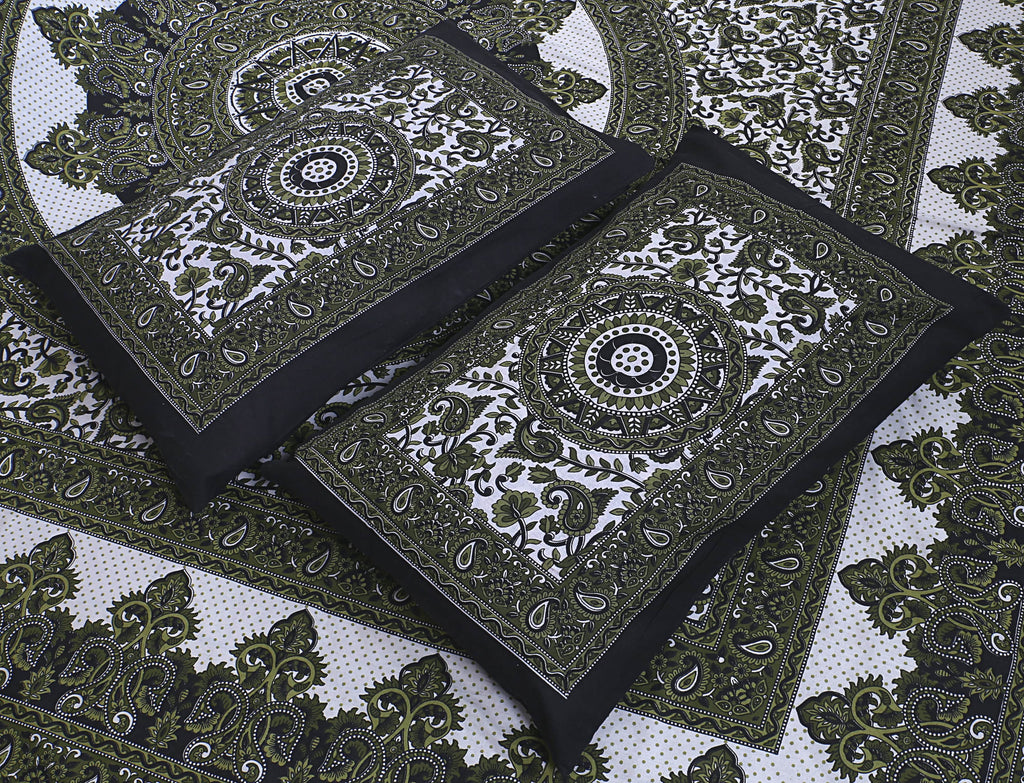 Eco Collection Star Mandala Cotton Bedsheet with 2 Pillow Covers | Premium 70x100 Inches