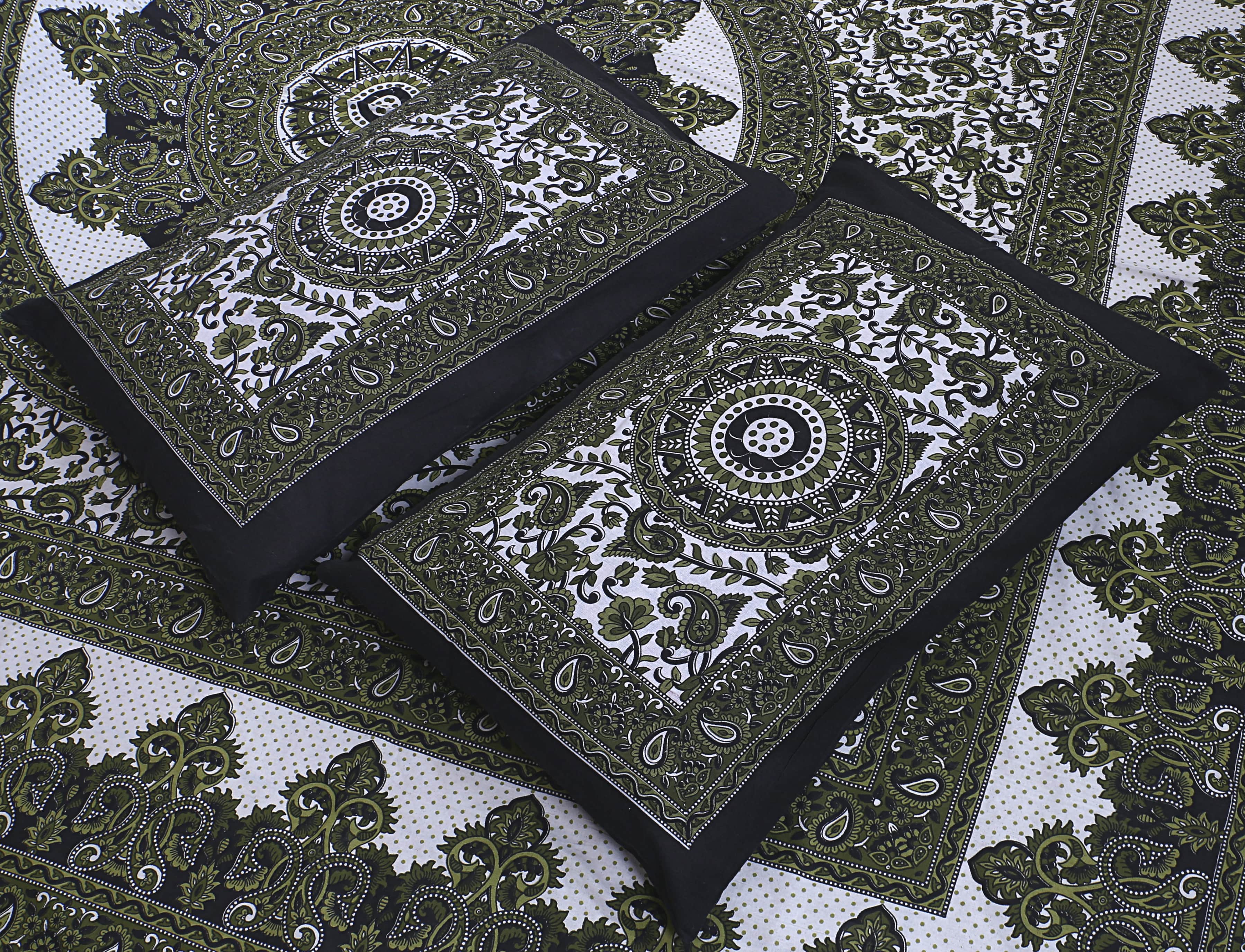 Eco Collection Star Mandala Cotton Bedsheet with 2 Pillow Covers | Premium 70x100 Inches