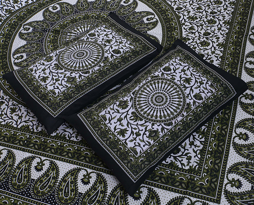 Eco Collection Mandala Print Cotton Bedsheet with 2 Pillow Covers | Premium 70x100 Inches