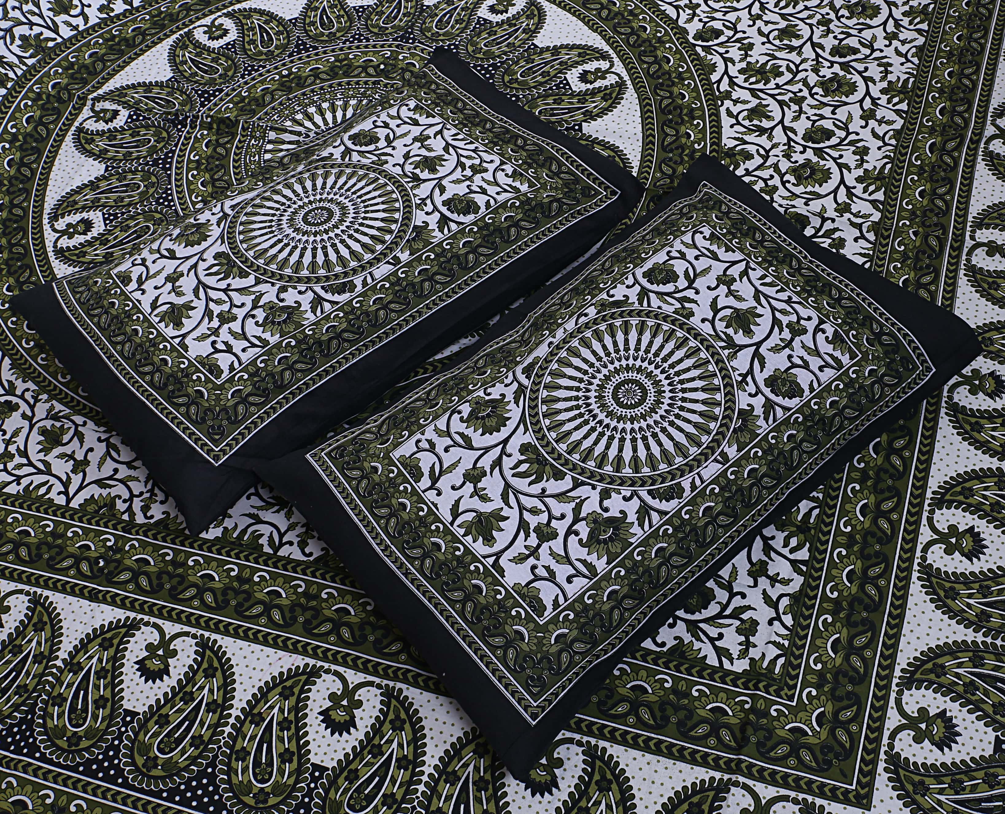 Eco Collection Mandala Print Cotton Bedsheet with 2 Pillow Covers | Premium 70x100 Inches