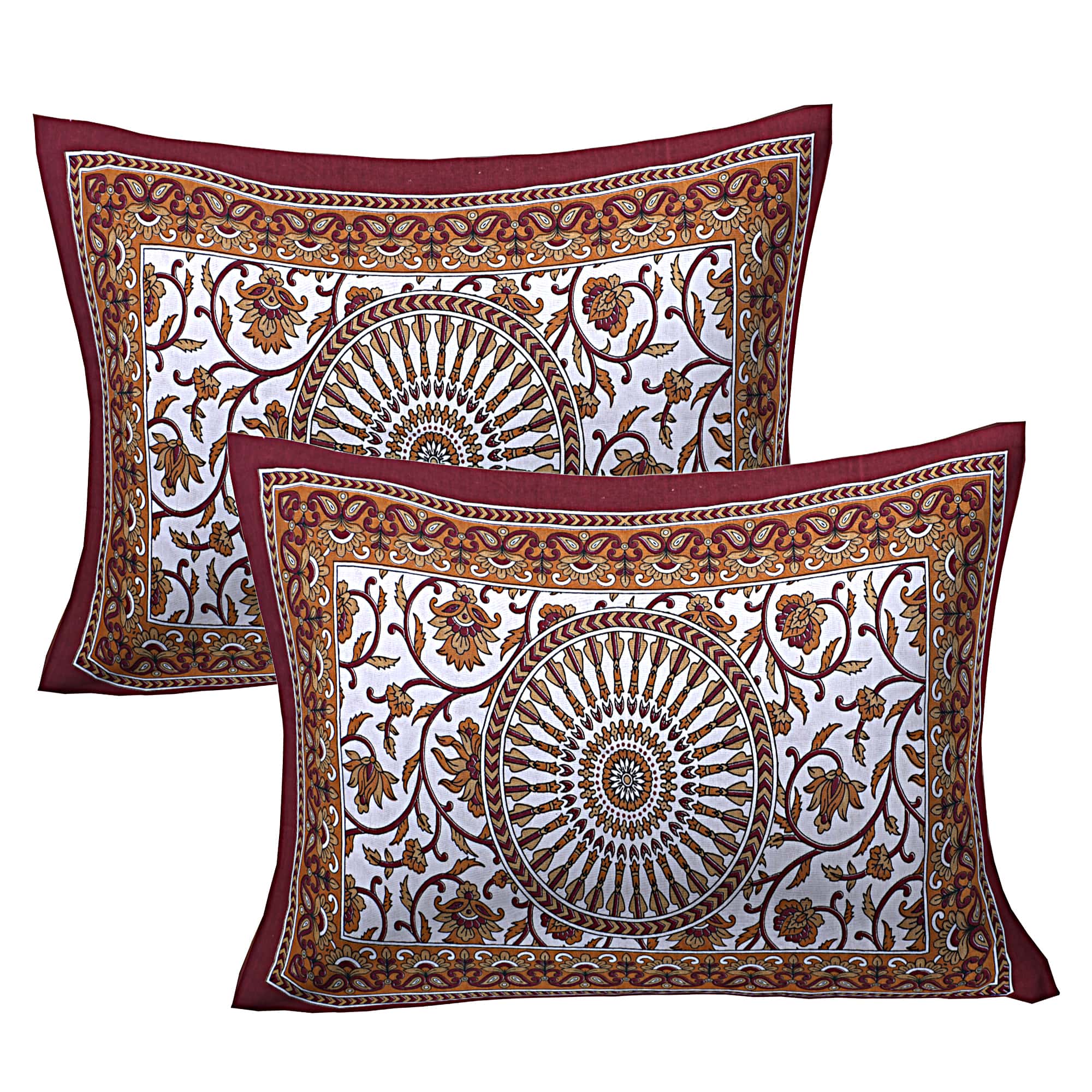 Eco Collection Mandala Print Cotton Bedsheet with 2 Pillow Covers | Premium 70x100 Inches