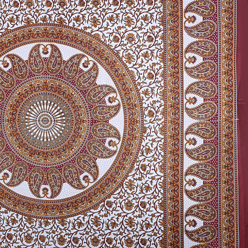 Eco Collection Mandala Print Cotton Bedsheet with 2 Pillow Covers | Premium 70x100 Inches