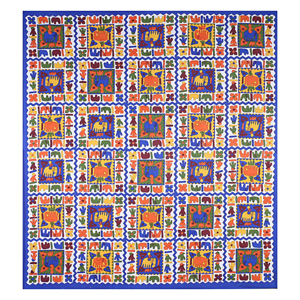 Eco Cotton Double Bedsheet with Traditional Block Tile Print – 90x100 Inches + 2 Pillow Covers