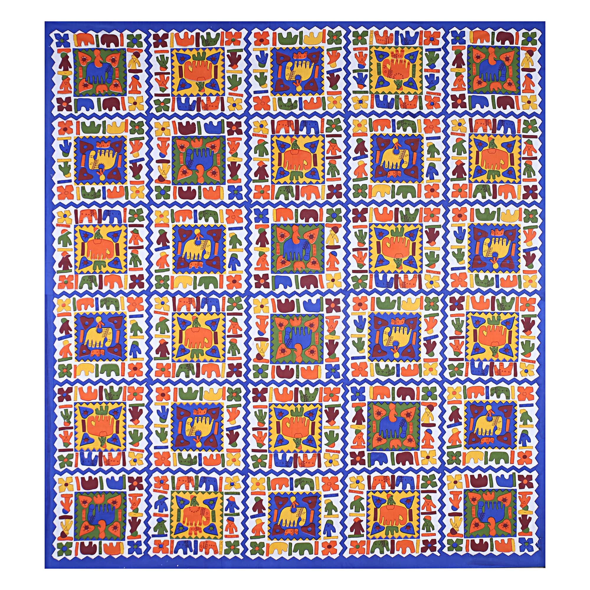 Eco Cotton Double Bedsheet with Traditional Block Tile Print – 90x100 Inches + 2 Pillow Covers