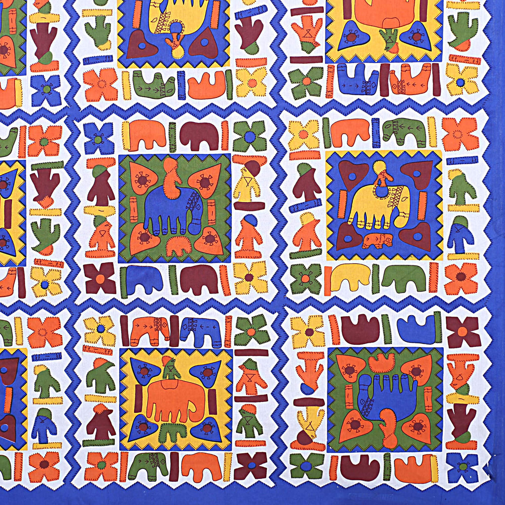 Eco Cotton Double Bedsheet with Traditional Block Tile Print – 90x100 Inches + 2 Pillow Covers