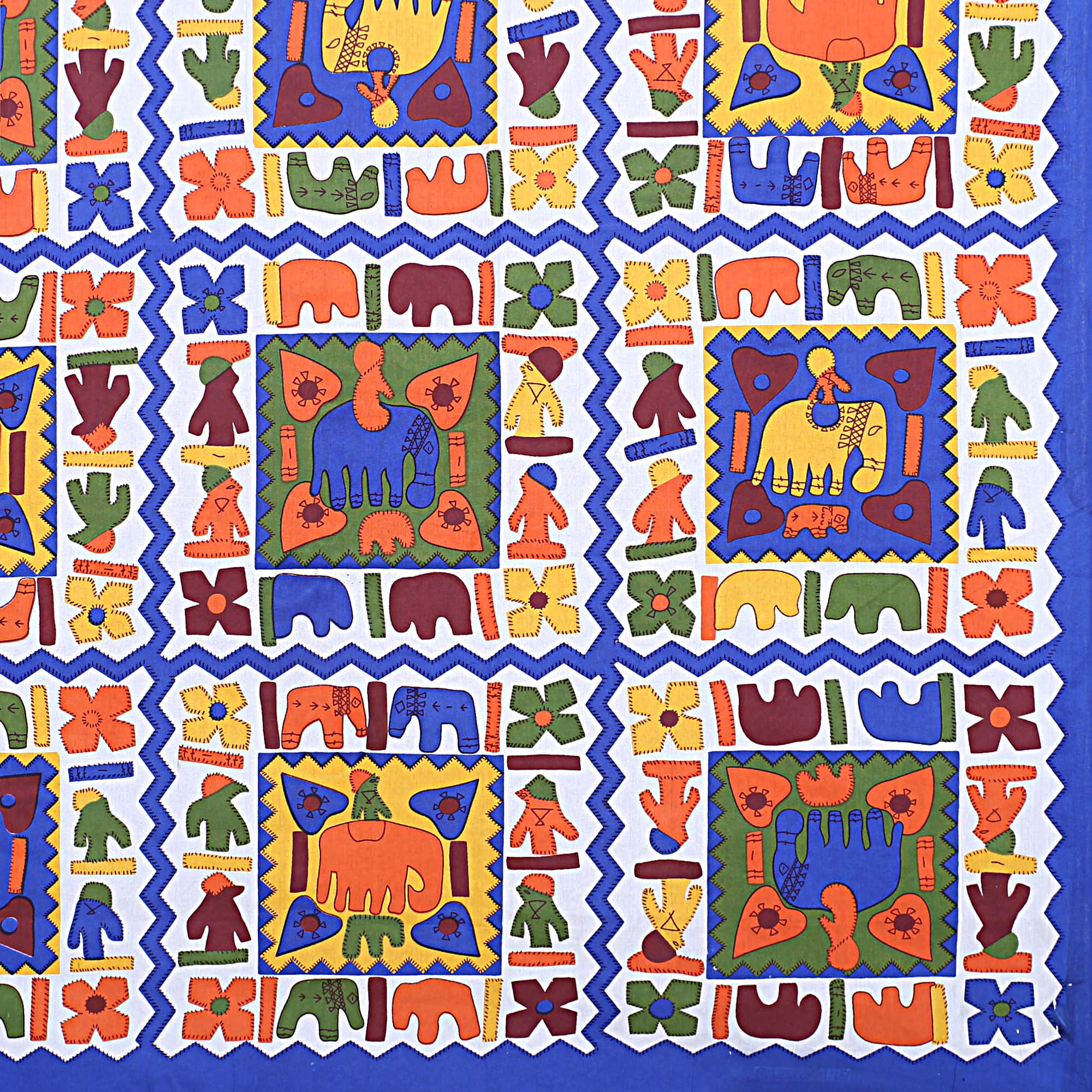 Eco Cotton Double Bedsheet with Traditional Block Tile Print – 90x100 Inches + 2 Pillow Covers