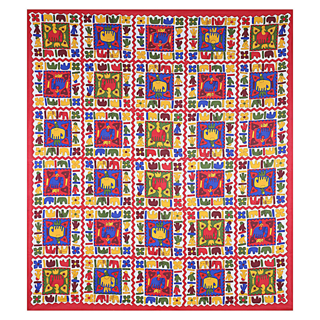 Eco Cotton Double Bedsheet with Traditional Block Tile Print – 90x100 Inches + 2 Pillow Covers