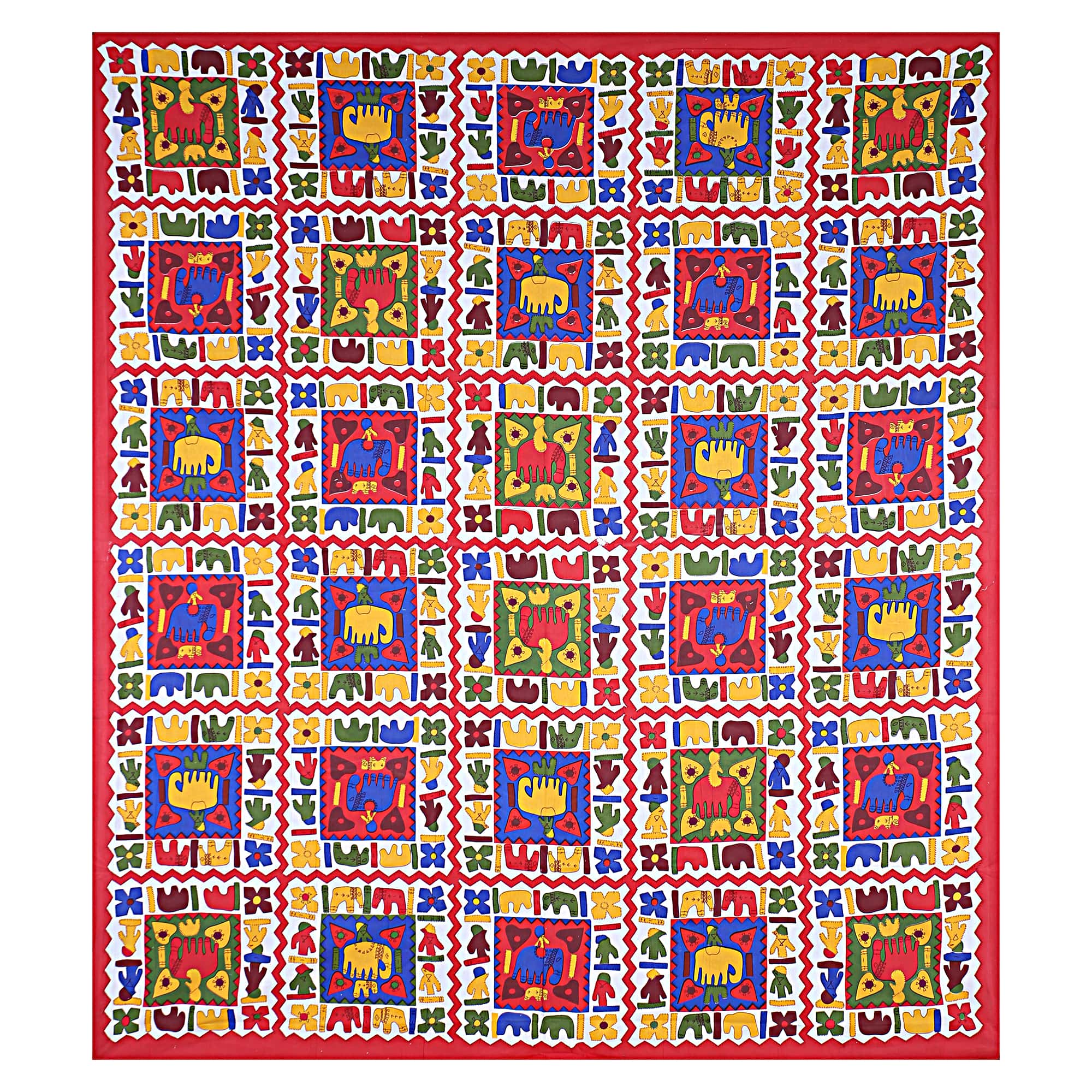 Eco Cotton Double Bedsheet with Traditional Block Tile Print – 90x100 Inches + 2 Pillow Covers