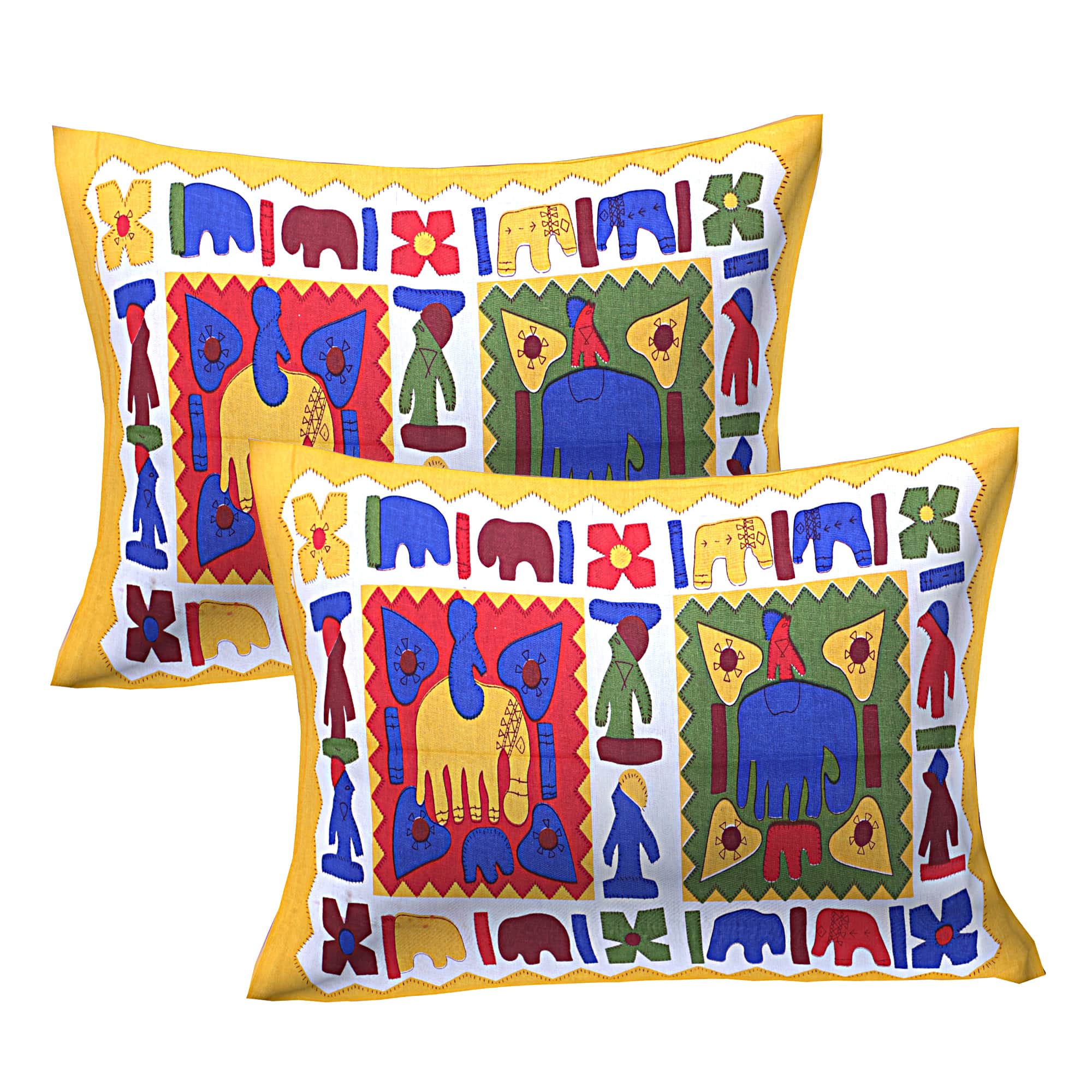 Eco Cotton Double Bedsheet with Traditional Block Tile Print – 90x100 Inches + 2 Pillow Covers