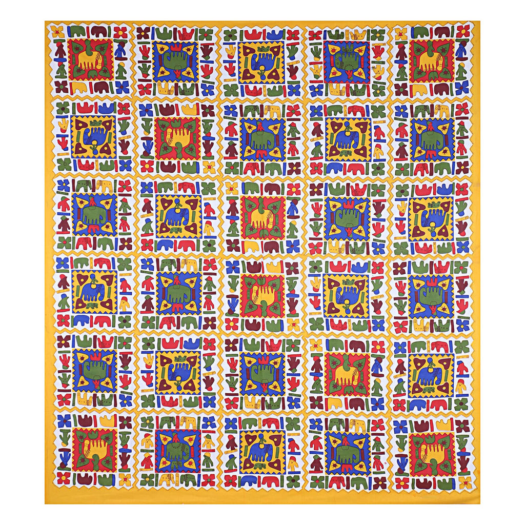 Eco Cotton Double Bedsheet with Traditional Block Tile Print – 90x100 Inches + 2 Pillow Covers