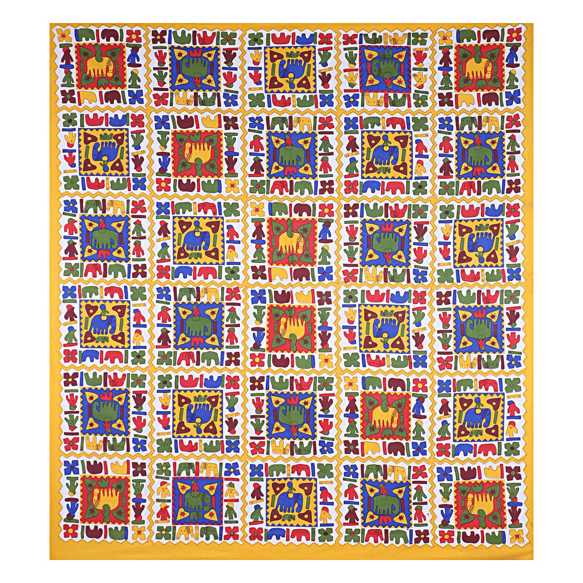 Eco Cotton Double Bedsheet with Traditional Block Tile Print – 90x100 Inches + 2 Pillow Covers