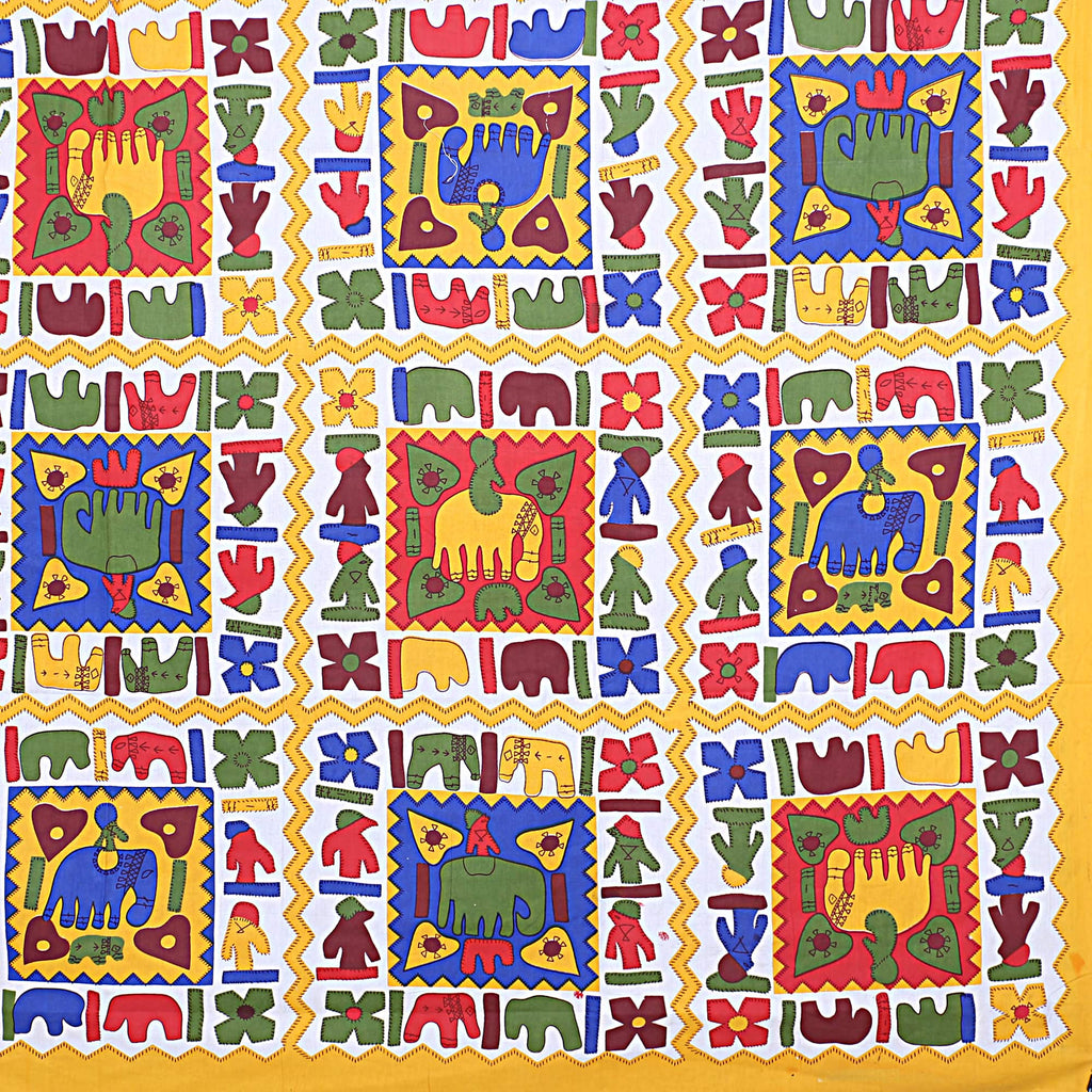 Eco Cotton Double Bedsheet with Traditional Block Tile Print – 90x100 Inches + 2 Pillow Covers